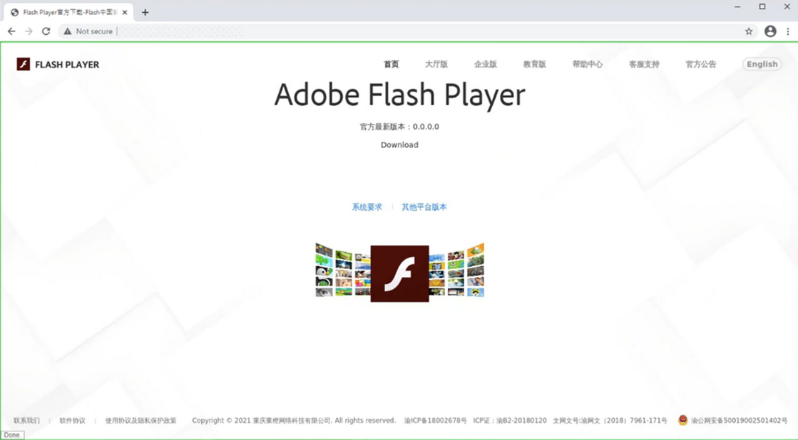 Captura de pantalla del dominio falso identificado en la Operación Diànxùn. Foto: McAfee.