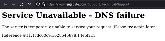  Sample page unavailable on GIGABYTE website. Photo: The Hack.
