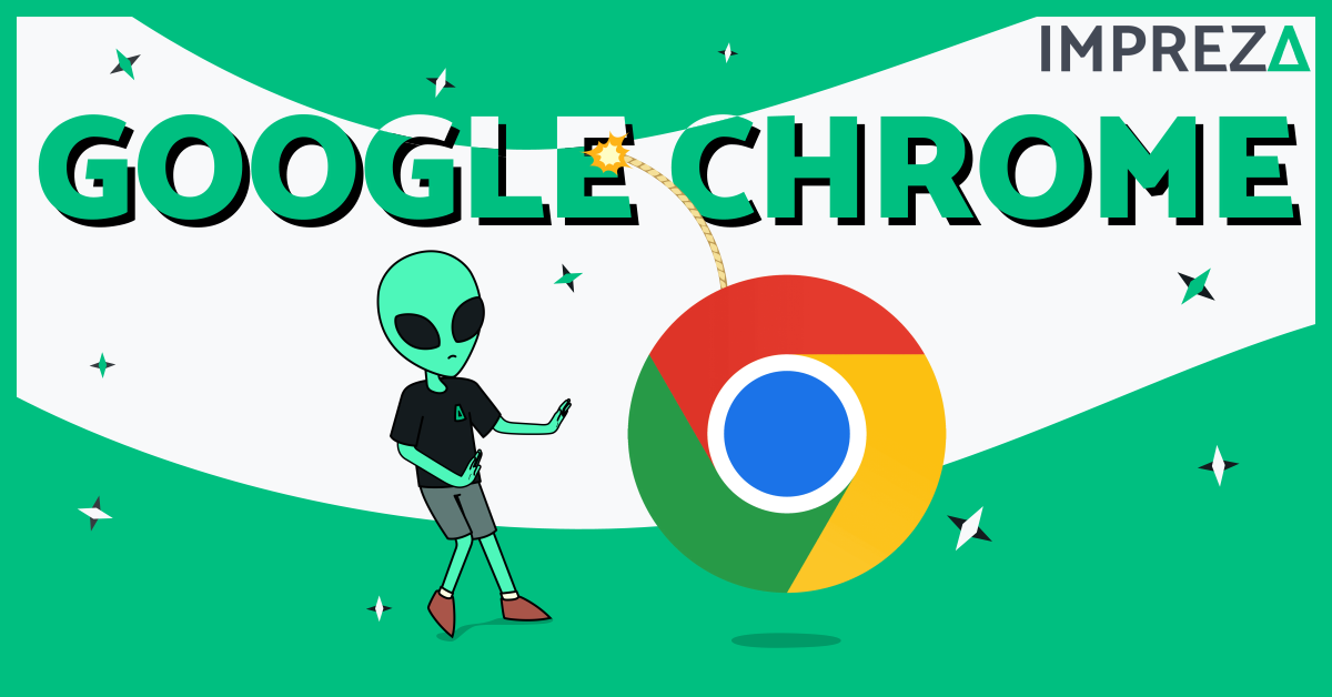 Impreza's Character, Jake, Google Chrome logo Featured Image for Impreza News, made by Impreza Team, 2026.