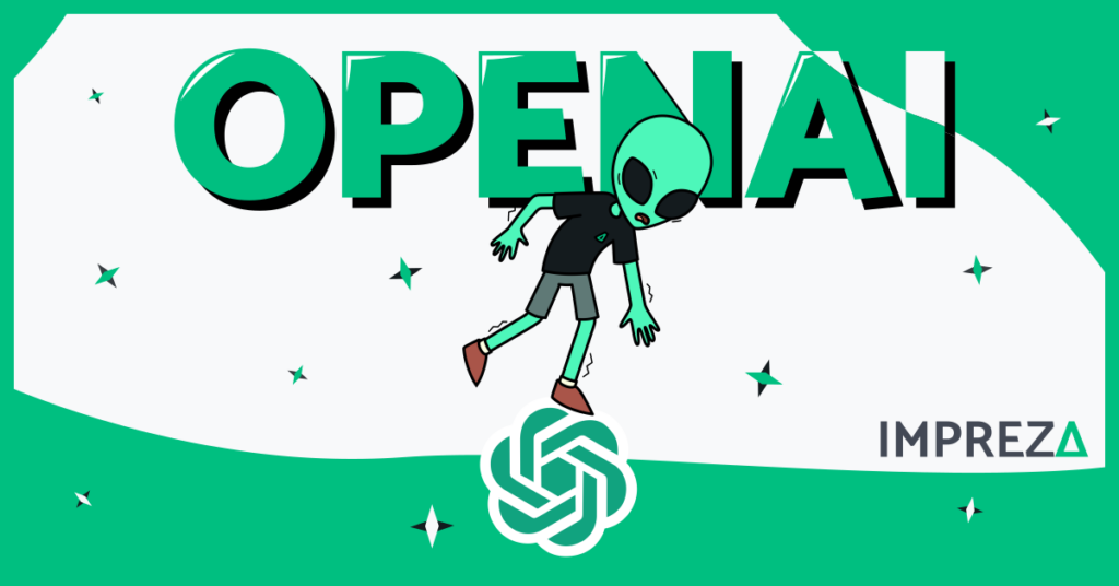 Impreza's Character, Jake, on OpenAI Logo Featured Image for Impreza News, made by Impreza Team, 2026.