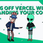 Featured Image for "Move Off Vercel Without Handing Your Code to an US Company" Post, with Impreza's Character, Jake, and Uncle Sam with "Moving Off Vercel without handing your Code" titles on, made by Impreza Host Team, 2026