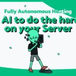 Fully Autonomous Hosting, Seet an AI to do the hard work on your Server labeled title with Impreza's Character, Jake, Holding an CPU Server while sleepwalking with an AI attach on the head right to an Bear Trap. Made by Impreza Host Team, 2026.